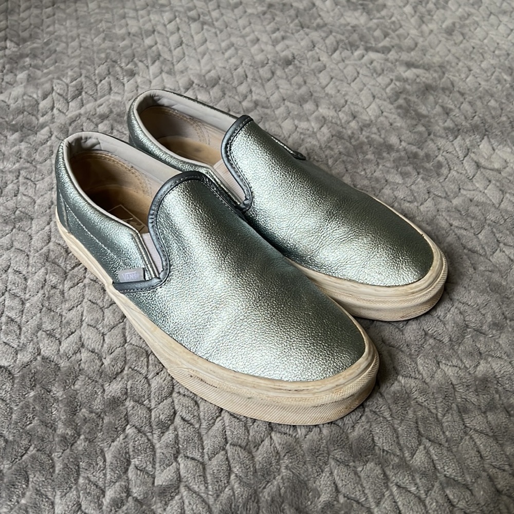 Blue/Silver Shiny Low Vans shoes size 9 - Picture 3 of 5